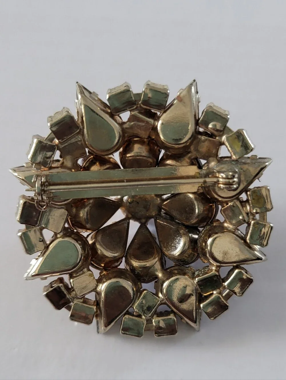 Vintage 50's  Brown Rhinestones Starburst Brooch